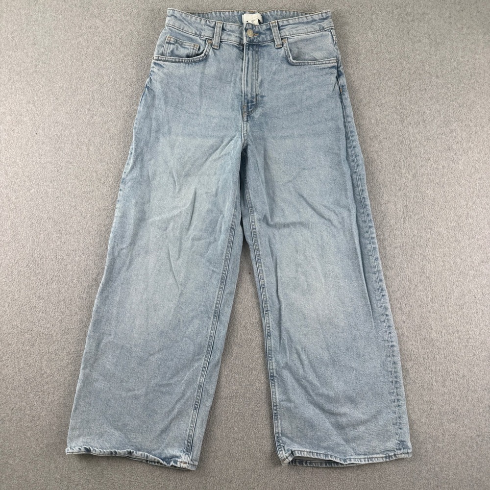 H&M Jeans Womens‎ 6 Light Blue Wide Leg High Rise Denim Pants